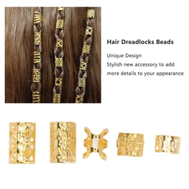 Anillos para el Cabello para Rastas, 120 Piezas de Aleación Cuentas para Rastas Puños de Metal Anillos para Trenzas para el Cabello Artesanía Cuentas para Barba Anillos para