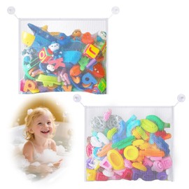 3 Pcs Bath Toy Storage,Toy Storage Bags with Strong Suction Cups,Bathroom Kids Toy Storage Bag Sturdy and Durable,Mesh Bath Organizer Foldable,for Organize Toys and Bathroom Supplies