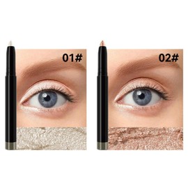 Silvercell Eyeshadow Stick Long Lasting Shimmer, Glitter Eyeliner Cream Highly Pigmented, Waterproof Eye Shadow Pencil Metallic Pearlescent, Eye Highlighter Stick Easy to Apply Festival Makeup (02#)