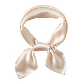 WUZININGLE 21"x21" Solid Color Silk Square Scarf-100% Mulberry Silk Neck Scarf for Women Small Scarves Fashion Silk Bandana Neckerchief-Apricot Beige