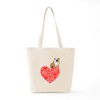 CafePress Bulldog Heart Tote Bag Reusable Natural Beige Canvas Shopping
