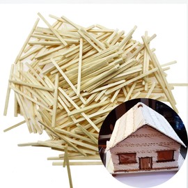 Cayway 300 Pieces Miniature Wooden Sticks Wooden Dowels Unfinished Hardwood Strips Natural for DIY Craft Model Making Production of Railing Houses (50 mm x 2 mm x 2 mm)