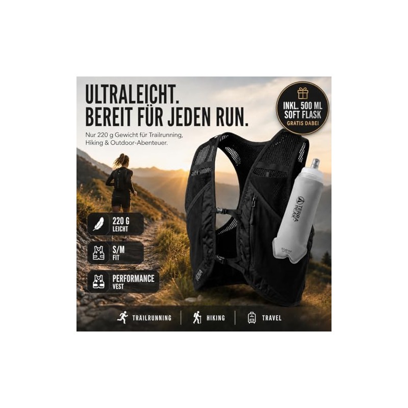 Terra Peak® VENA Running Vest 500 ml Water Bottle -