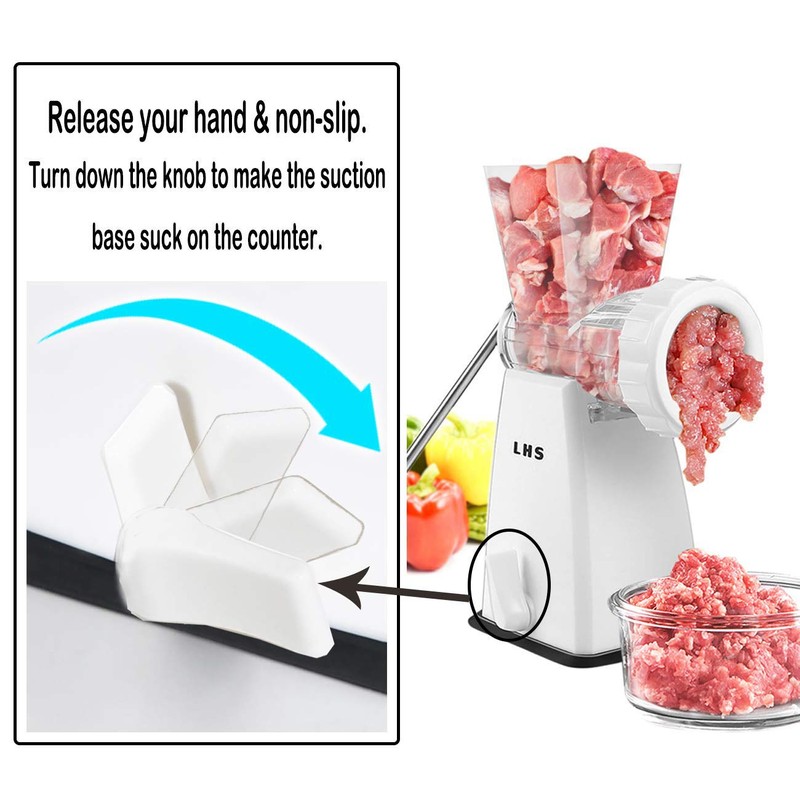 LHS Manual Meat Grinder with Stainless Steel Blades Heavy Duty