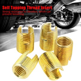 Self Tapping Threaded Inserts, 50PCS M3-M12 Carbon Steel Thread Slotted Inserts Combination Set Repair Thread Tool