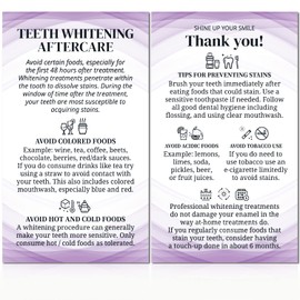 Havongki - 100 pack - 2 x 3.5" Premium Teeth Whitening Aftercare Instructions Cards Professional Care Supplies Kit Laminated Cardstock - TW13A100_N