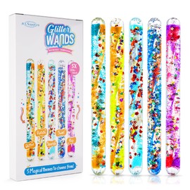 JFA Supplies Pack of 5 Spiral Glitter Wands 16cm Long Assorted Colours and Shapes
