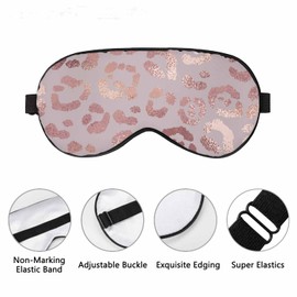 Vnwoalu Leopard Skin Sleep Eye Mask Rose Gold Elegant Foil Effect Cheetah Men Women Sleep Mask with Adjustable Strap Eye Cover Eye Shade for Travel, Nap,Meditation