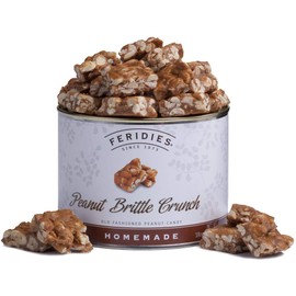 FERIDIES Homemade Peanut Brittle Crunch 18oz Vacuum Sealed Tins (Pack of 2)