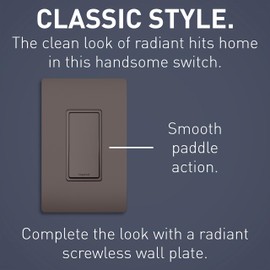 Legrand radiant TM874 15 Amp Rocker Wall Switch, 4-Way Decorator Light Switches, Brown (1 Count)