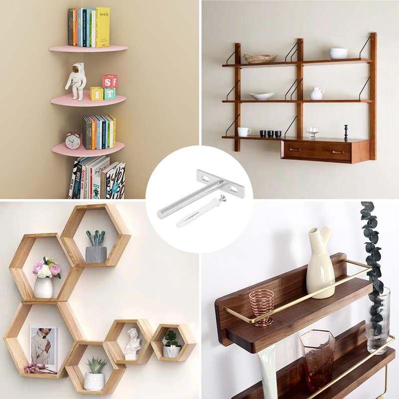 4 Pieces Heavy-Duty Floating Shelf Brackets with Mounting Screws,Solid Steel