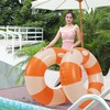 2PCS Stripe Pool Swim Ring with Handles Inflatable Pool Floats