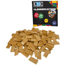 50 x Clamping Blocks Tiles Building Blocks 2 x 4 Nubs Compatible 34 Colours Free Choice of Colours (595 - Sand)