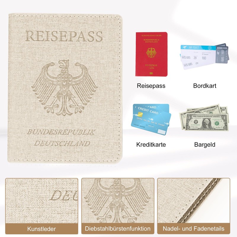 Cinocratic Passport Holder with RFID Blocker, Passport Cover Made of