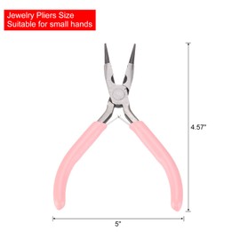 HARFINGTON Round Nose Pliers 5" Mini Jewelry Pliers with PVC Handle & Cutter for Beading Jewelry Making Wire Wrapping DIY Craft Hobby, Pink