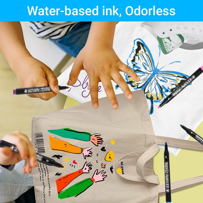 24 Textile Pens Machine Washable - Textile Markers & Fabric