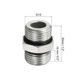 PATIKIL G1/2 x G1/2 Male Threaded Pipe Adapter Fitting Hex Nipple Fitting for Water Tank Silver Tone