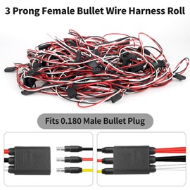 Ronybuy 20 Count 3-Prong Triple Female Bullet Wire Harness Roll 18 Gauge Continuous - 13.5" Lead Between Plugs, 3 Pin Wire Harness Plug for Side Marker Clearance Lights