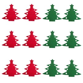 YXYJCCQM Festive Christmas Tree Cutlery Set advent calendar 2024-12Pcs Christmas Table Decor,6 Red 6 Green Xmas Tree Tableware Holder- Party Christmas utensil holder