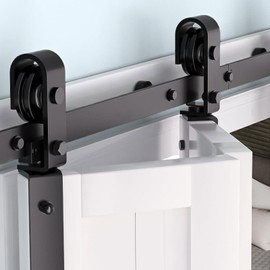 36" Bifold Sliding Barn Door Hardware Track Kit, Fit Two 16" Bi-Fold Closet Doors, Slide Mounted Roller Heavy Duty Bifold Barn Door Hardware Kit, Smoothly and Quietly, Easy Install (Door Not Included)