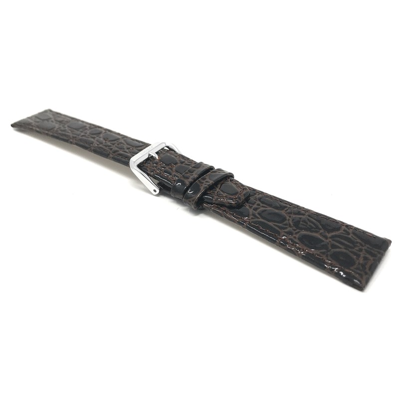 Bandini Italian Leather Watch Strap - Brown - Crocodile Pattern