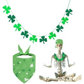12 ft Skeleton Clothes Accessories, 12ft Skeleton Decoration Costume, Hat And Garland Scarf With Banner For Skeletons Clothes Decoration, St Patricks Day Accessories for Garden Lawn Yard