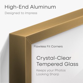 Homeforia 11x14 Picture Frame Bronze, High End Metal 11x14 Frames for Wall, Bronze Photo Frames with No Mat, Tempered Glass, Wall Kit, Set of 1