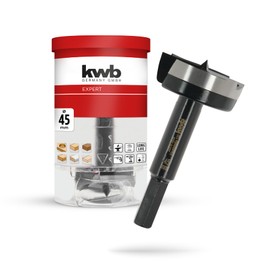 kwb Forstner Bit, Ø 45 mm, Cup Drill Bit (for Wood, Forged Drill Head, Special Grinding, Fast, Tear-Free Drill Holes, 4-Sided Ground Centre Point, Durable, for Cordless Screwdrivers & Drills)