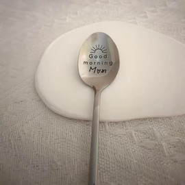 Mother's Day Birthday Gifts for Mom from Daughter Son Good Morning Mom Spoon for Mom Mother Coffee Tea Lovers Gifts Spoons for Mom Mommy Gifts Engraved Stainless Steel Spoon