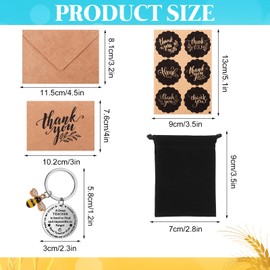 Thank You Gift for Teacher,8 Pack Thank You Teacher Gifts Appreciation Gift Brown-Paper Thank You Cards with Envelopes Stainless Inspirational Keychain for Thanksgiving Christmas Graduation Gifts