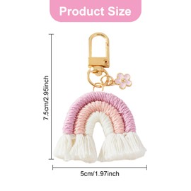 Boho Rainbow Quaste Schlüsselanhänger, Regenbogen Boho Eigenhändig Keychain, Schlüsselhalter Schlüsselring, Regenbogen Quasten, für Frauen Mädchen Auto Schlüssel Handtasche Geldbörse Geldbörse