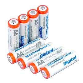 MaximalPower Premium Rechargeable AA Batteries, High Capacity 2600mAh NiMH AA Battery, Ultra AA Cell Battery (8X AA)