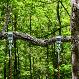 Relaxdays Swing Hooks with Carabiners, Set of 2 Cuff Hooks, 50 mm, Swing Attachment, Stainless Iron, Silver