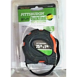 Pittsburgh 25 ft. X 1 in. Quickfind tape measure rubber grip thumb lock -NIB