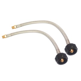 Bbqzone Propane Hoses and Fittings rv Quick Connect, 12-inch Stainless Braided RV Propane Hose Connector, Type 1 Tank Connection, 1/4 Male NPT, 2-Pack