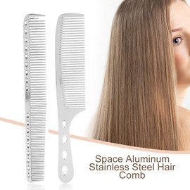 Professional Styling Comb 2 Pieces/Set Hair Comb Space Aluminum Stainless Steel Antistatic Spärlich Hair Cutting Comb Beauty Tool