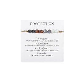 Eioi & Lmnm Protection Bracelet for Women, Natural Healing Crystal Beaded Bracelet, Empathy Protection Bracelets, Energy & Emotional Support Spiritual Bracelets, Birthday Christmas Jewelry Gift for Her (1)