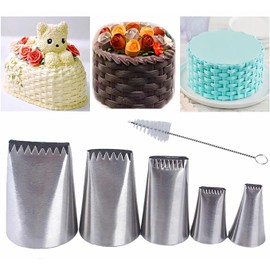 MDLJG Half Row Braided Flower Piping Tips Set, BasketweavePiping Tip Set, Stainless Steel Piping Nozzles Kit, Braided DecoratingTube Set, for Pastry Cupcakes Cakes Cookies Decorating (6 Pcs)