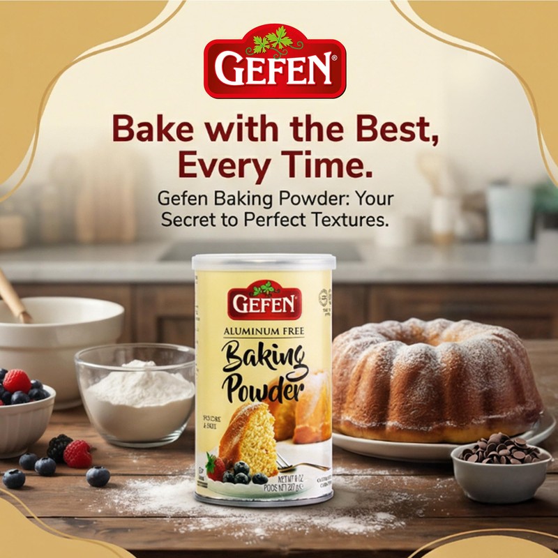 Gefen Baking Powder, 8oz Resealable Container, Gluten Free, Aluminum Free,