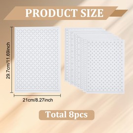 WEBEEDY 8 Pcs Sashiko Embroidery Pattern Stabilizers Set for Sewing,Water Soluble Embroidery Patterns Transfer Stencils,Sashiko Template Stick and Stitch Embroidery Paper for Hand Sewing Quilting