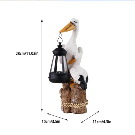 Solar-Powered Pelican Pair Resin Lantern - Interactive Hanging Light Design, Weather-Resistant Coastal Decor for Patio & GardenColor: As picture, Size: One Size