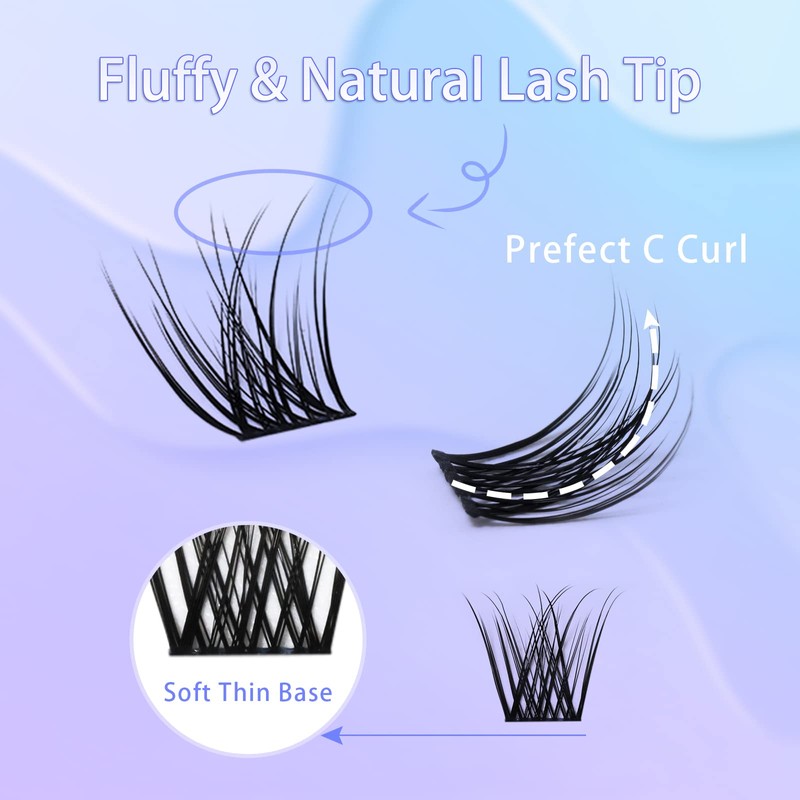Obeyalash (Canna-WL016) Individual Eyelashes, 84 Pieces, Cluster Lashes, C Curl,