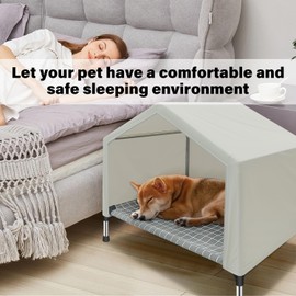 Elevated Dog House for Outdoor or Indoor - Waterproof Dog Tent Cat House, Dog Sunshade Tent, Pet House with Removable Cover, Suitable for Medium Cats Dogs