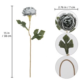 IPOPU 10pcs Dusty Blue Peonies Artificial Flowers Gradient Blue Silk Peonies with Stems Real Touch Fake Peony for Wedding Decoration Bride Bouquet Faux Flowers Floral Arrangement