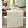SARO LIFESTYLE Embroidered Swirl Design Linen Blend Table Runner, 16"