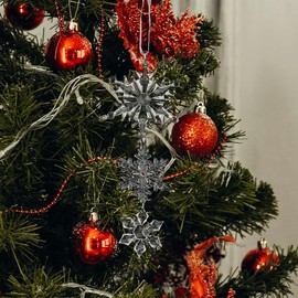 Small Christmas Tree Decorations Ornaments Ice Crystal Snowflake Christmas Tree Ornaments Acrylic Christmas Wall Hanging Decor Tree Ornaments for All Holiday Party Wedding Xmas Hanging Ceiling Decor