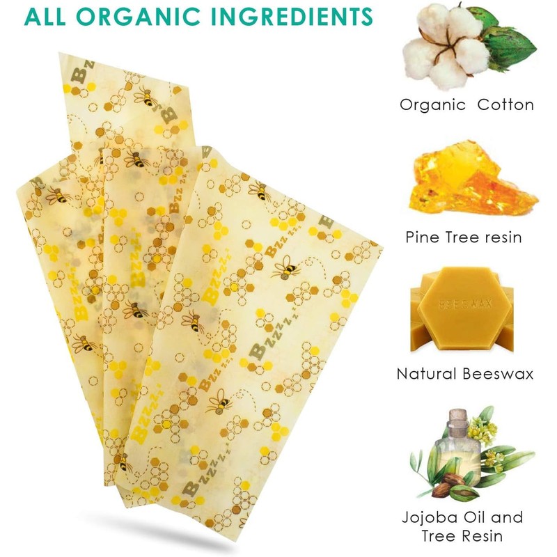 ERKOON Beeswax Cloth Roll Reusable Cling Film for Food, Natural