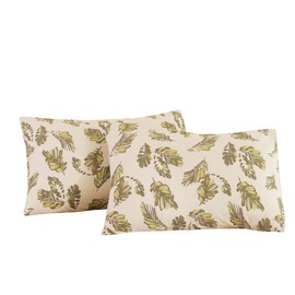 ECOCOTT 2 Pack Pillowcase Queen Size, Leaf Pattern Pillow Cases Set - 100% Cotton Pillow Covers with Envelope Closure (Queen, 20"x30")