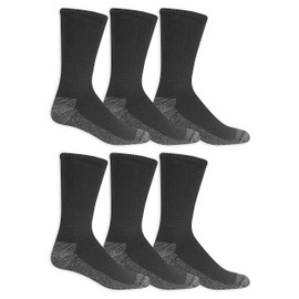 Fruit of the Loom mens Heavy Duty Black Crew Casual Sock, Black, Shoe Size 6 - 12 US