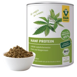 Raab Vitalfood Bio Hanfprotein-Pulver, vegan, Hanf-Pulver mit 49 % pflanzlichem Protein, Eiweiß-Pulver, Hanf-Mehl, laborgeprüft, 2er Pack (2 x 125 g)